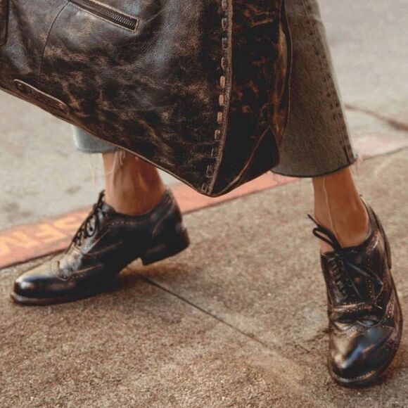 Bed Stu Shoes - Bed Stu Lita Channing Oxford Shoes Wingtip Cobbler Distressed Leather Womens 7